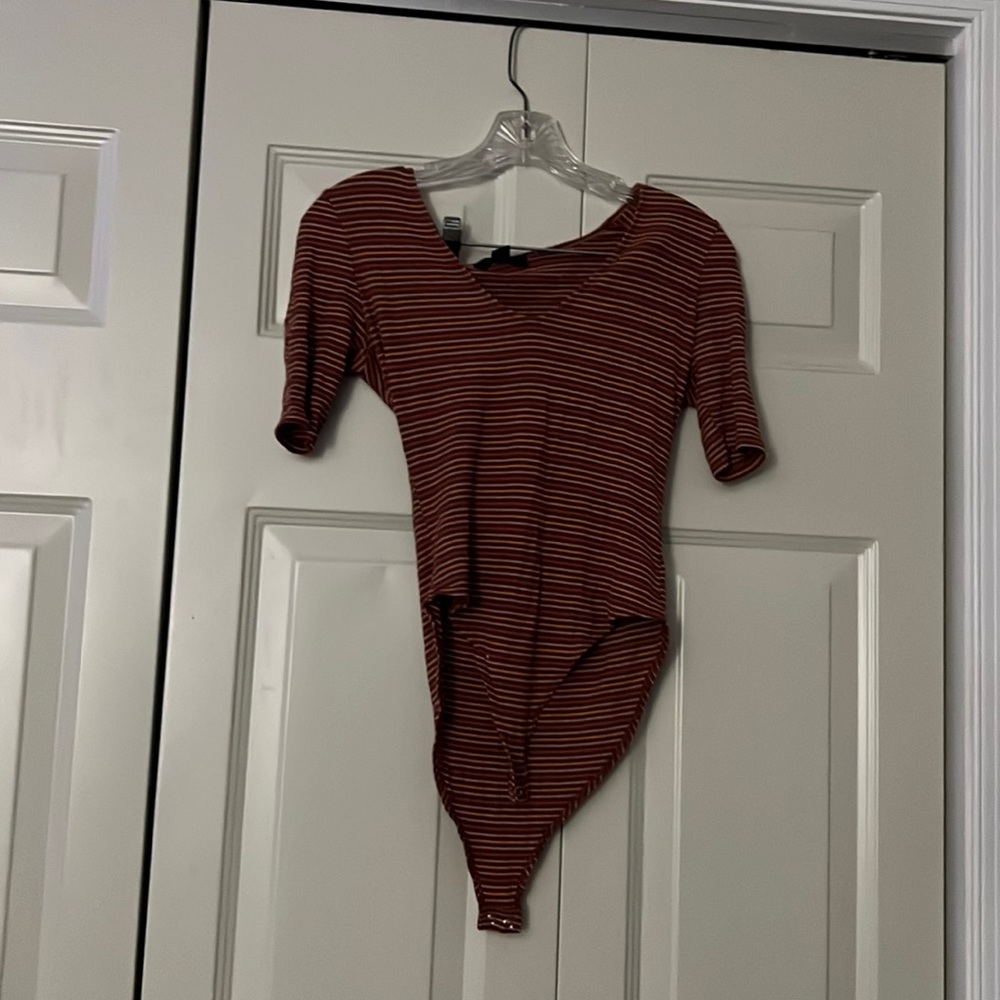 Striped Forever 21 short sleeve body suit